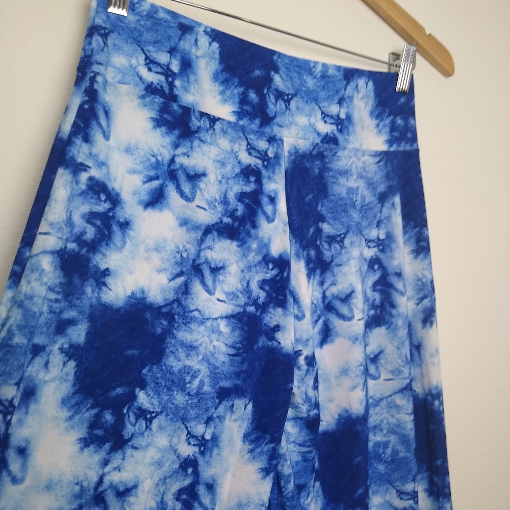 NWT:SHOSHO S/M BLUE Tie Dye Damask Fashion  Wide Leg  Palazzo Pants - Picture 5 of 9